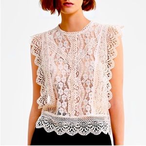 Beautiful lace detail top from Zara - size M in a blush pink/taupe color